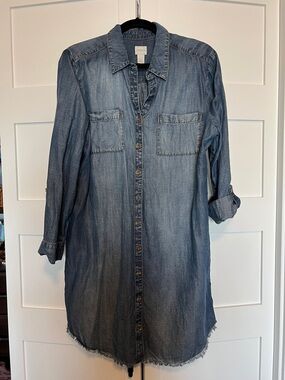 Chico's Denim Shirt Dress in Faded Blue